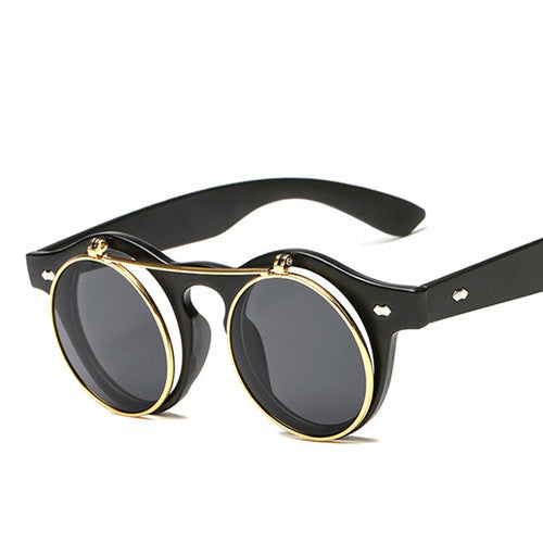 Women Retro Round Steampunk Sunglasses