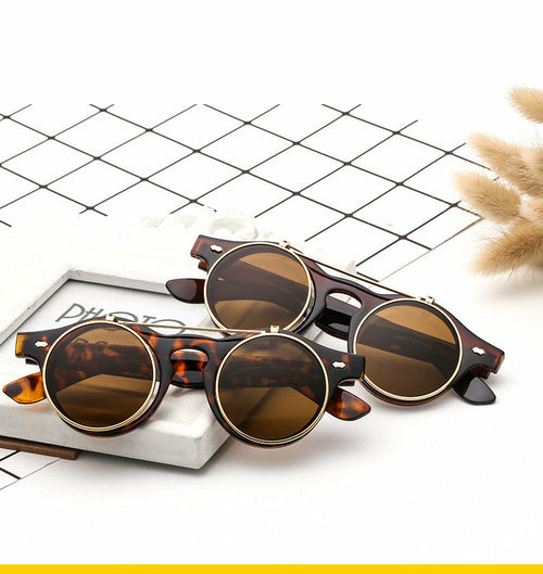 Women Retro Round Steampunk Sunglasses