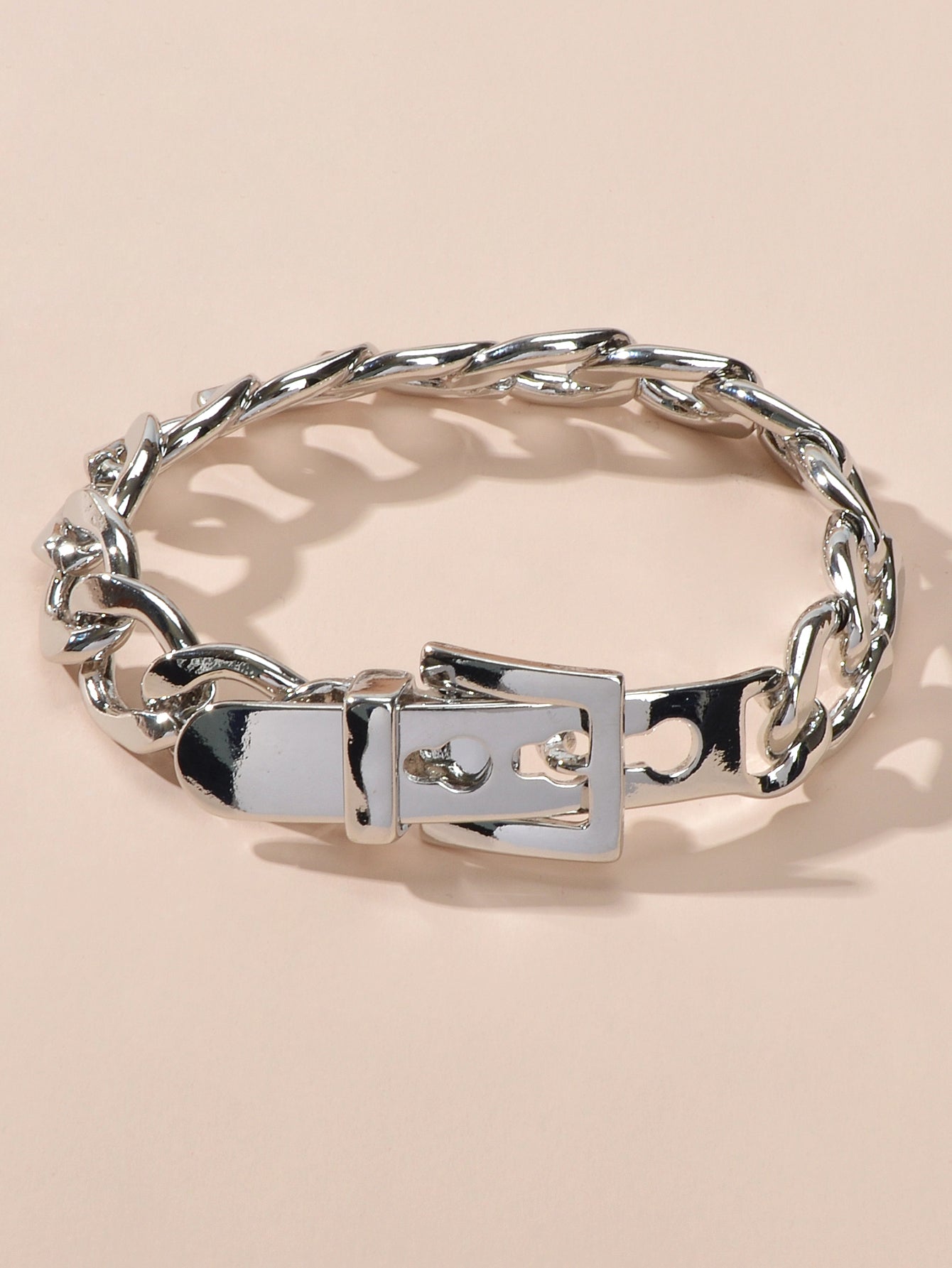Punk / Goth Style Silver Stainless Steel Thick Belt Shape Bracelet