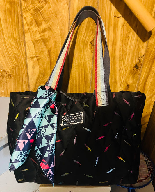 Geometric Evil Kitty Satin Scarf