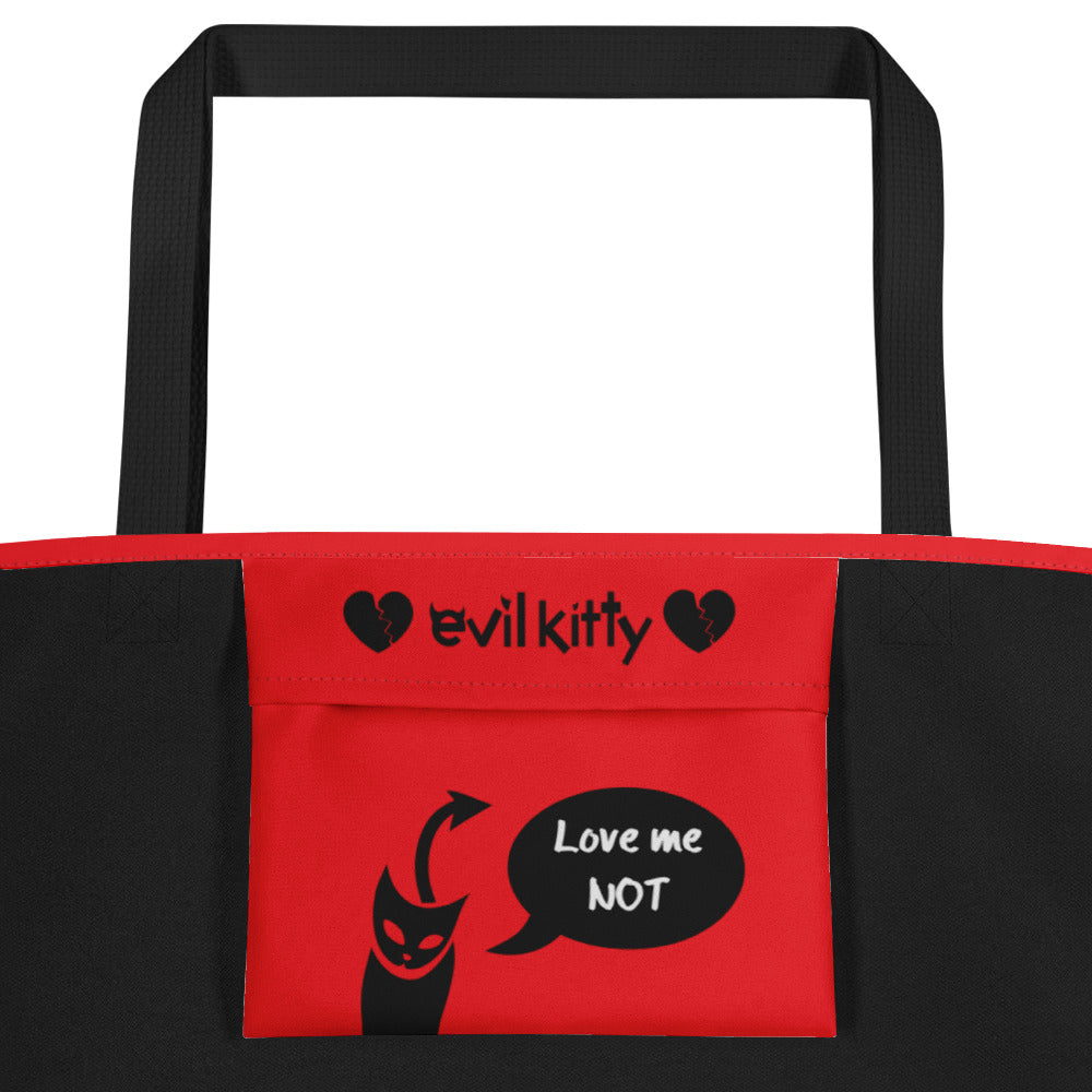 Broken Heart Red Tote with a pocket