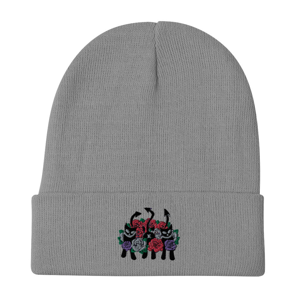 "Where The Wild Roses Grow" Evil Kitty Beanie