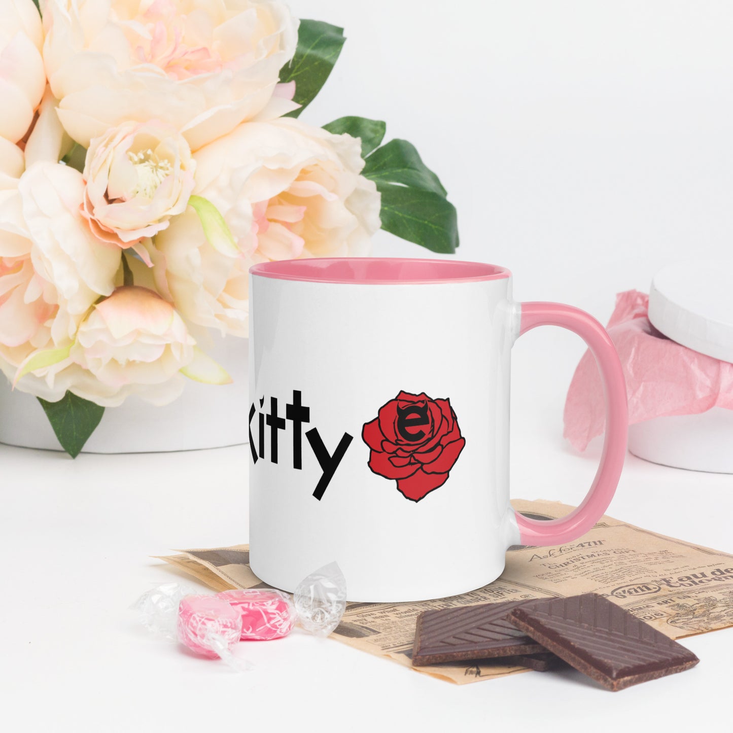 Evil Kitty with Roses Mug