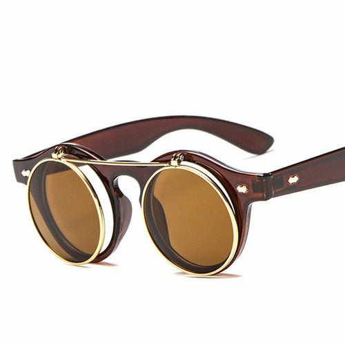 Women Retro Round Steampunk Sunglasses