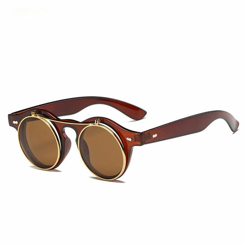 Women Retro Round Steampunk Sunglasses