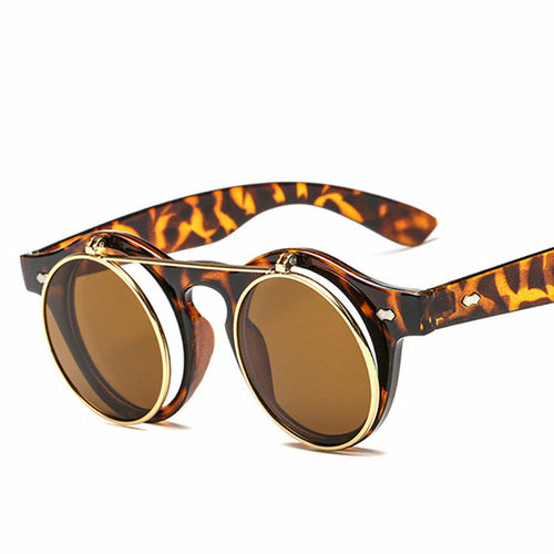 Women Retro Round Steampunk Sunglasses