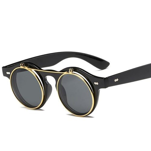 Women Retro Round Steampunk Sunglasses