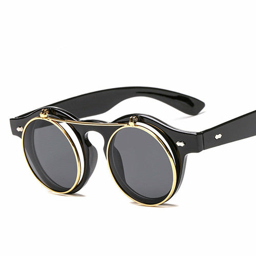 Women Retro Round Steampunk Sunglasses