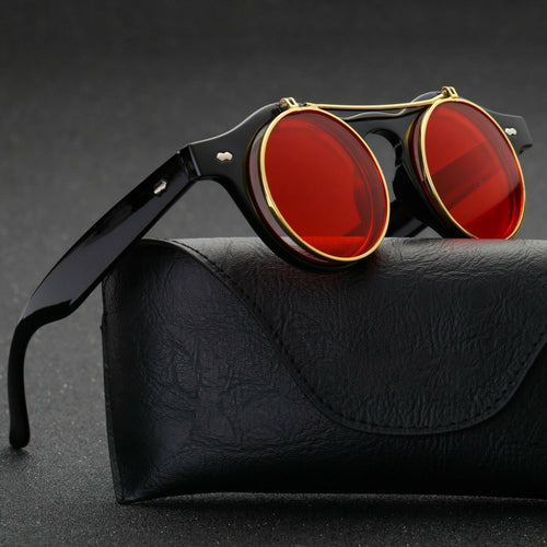 Women Retro Round Steampunk Sunglasses