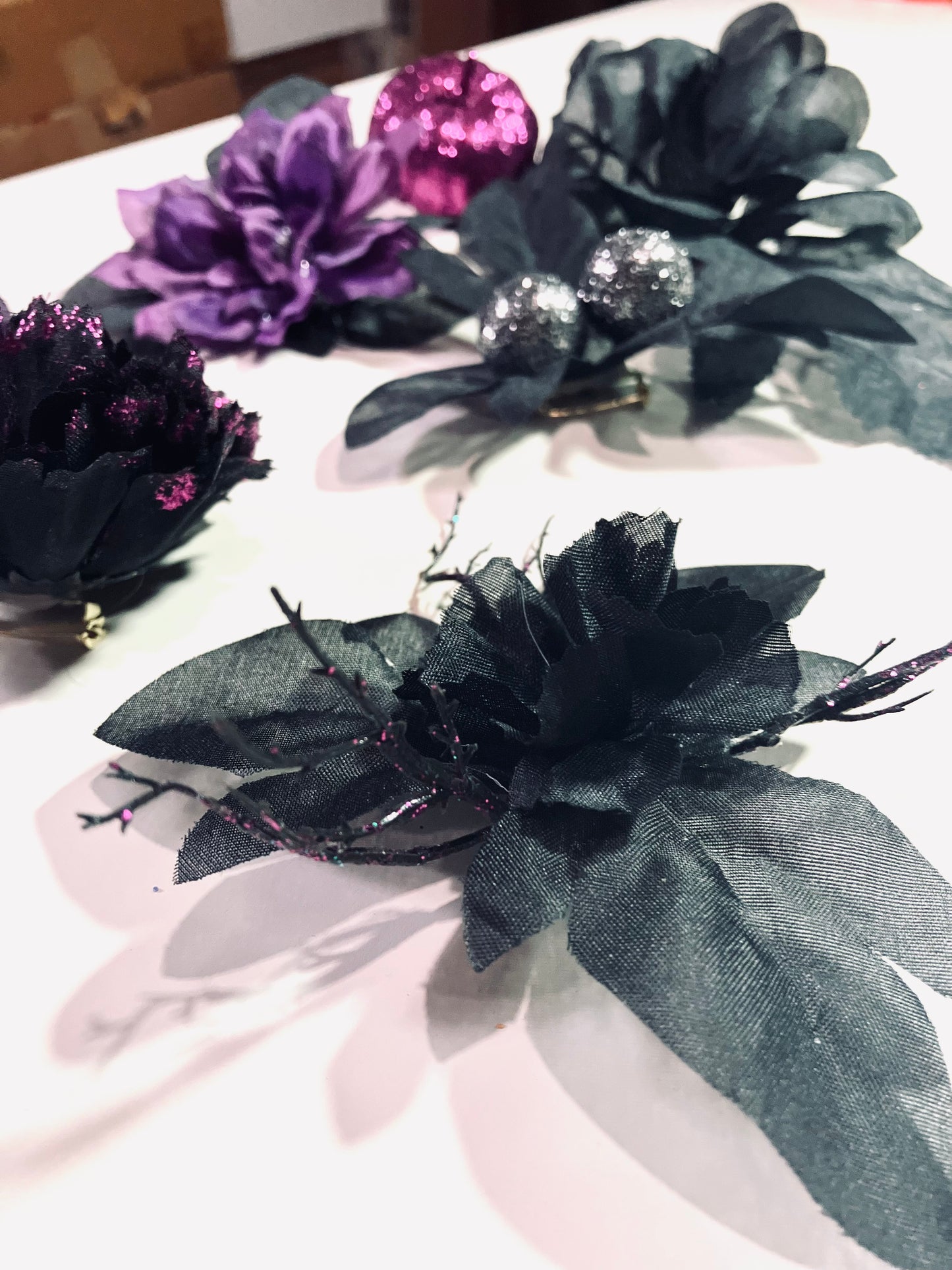 Midnight Thorn Rose Brooch