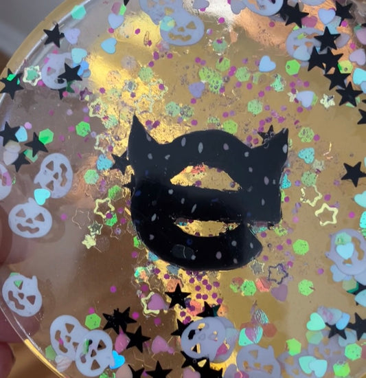 Midnight Sparkle Evil Kitty Coaster ✨🐾