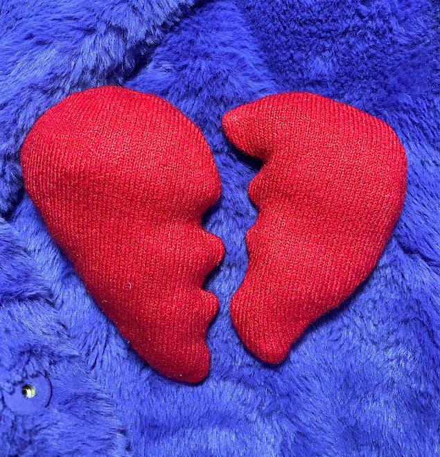 Broken Hearted: Bold Red Asymmetric Brooch Set