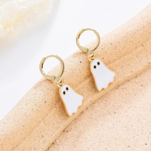 Halloween Ghost Earrings For Women Gold Ghost Huggie Hoop Earrings