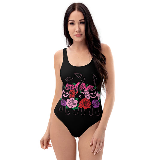 “Where The Wild Roses Grow” Evil Kitty Swimsuit