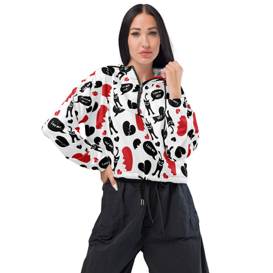 Anti Valentines Evil Kitty Cropped Windbreaker